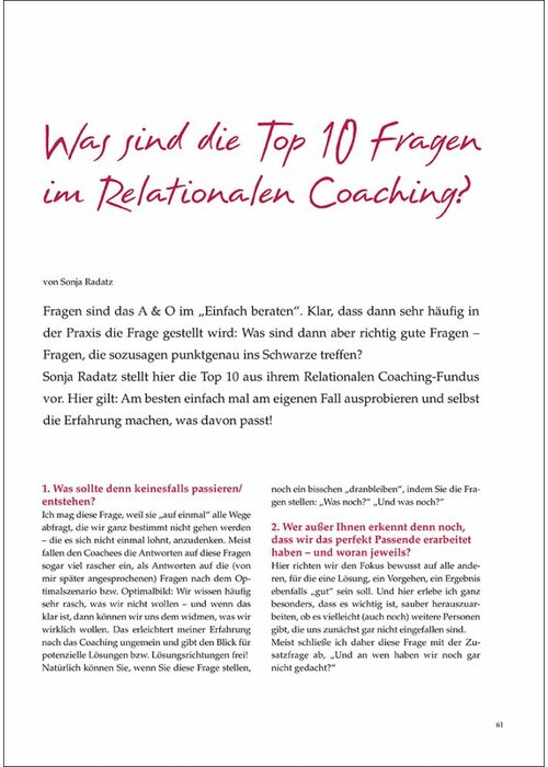Was sind die Top 10 Fragen im Relationalen Coaching?