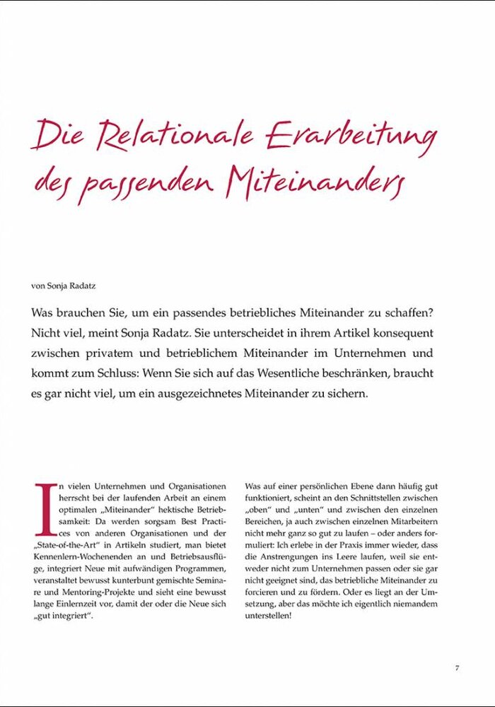 Die Relationale Erarbeitung des passenden Miteinanders