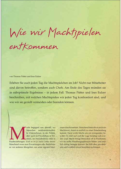 Wie wir Machtspielen entkommen