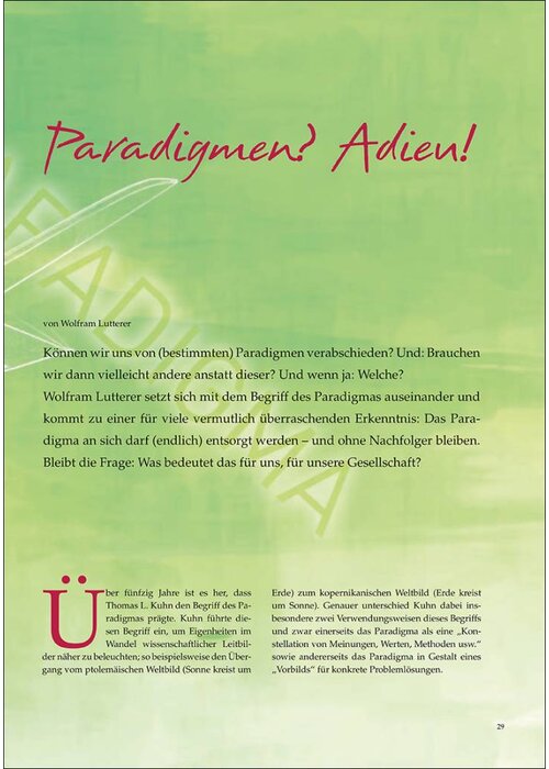 Paradigmen? Adieu!