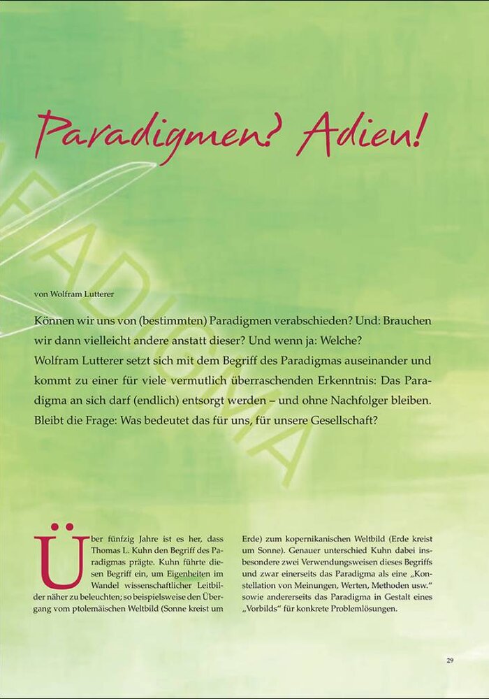 Paradigmen? Adieu!