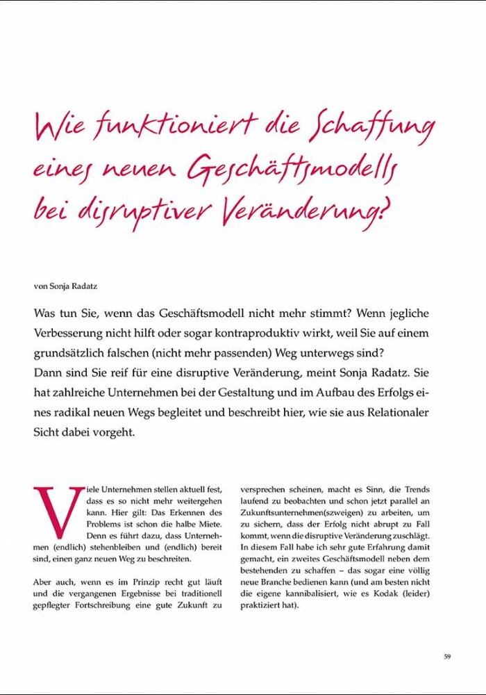 Wie funktioniert die Schaffung eines neuen Geschäftsmodells bei disruptiver Veränderung?