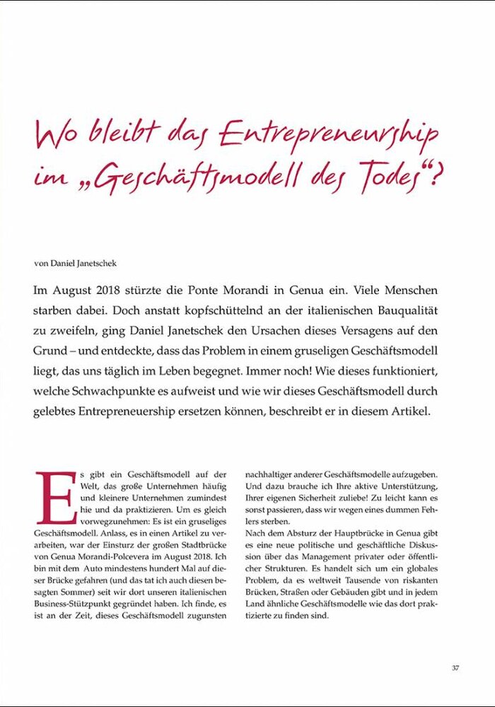 Wo bleibt das Entrepreneurship im „Geschäftsmodell des Todes“?