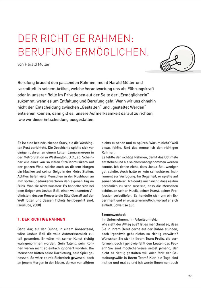 Der richtige Rahmen: Berufung ermöglichen.