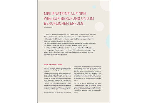 Meilensteine auf dem Weg zur Berufung und im beruflichen Erfolg