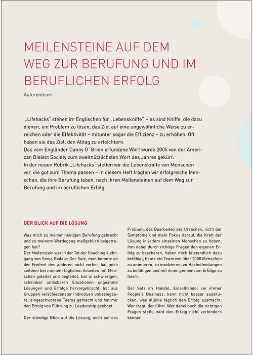 Meilensteine auf dem Weg zur Berufung und im beruflichen Erfolg