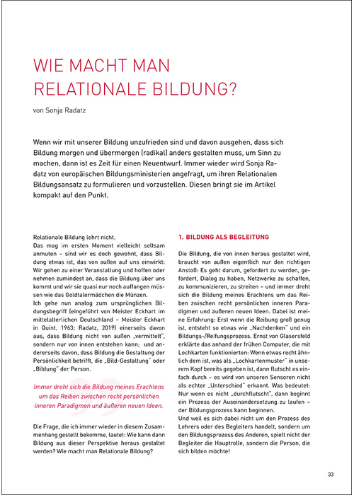 Wie macht Man Relationale Bildung?