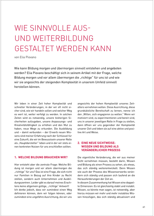 Wie sinnvolle Aus- und Weiterbildung gestaltet werden kann