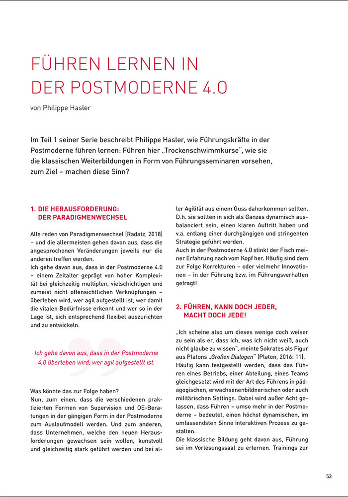 Führen lernen in der Postmoderne 4.0