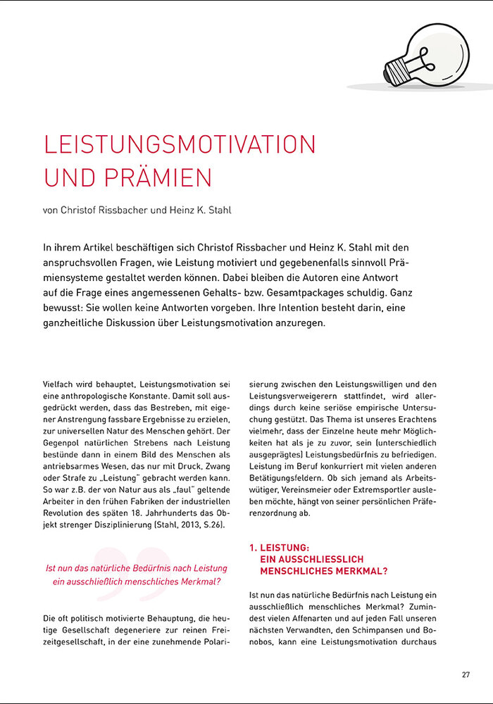 Leistungsmotivation und Prämien