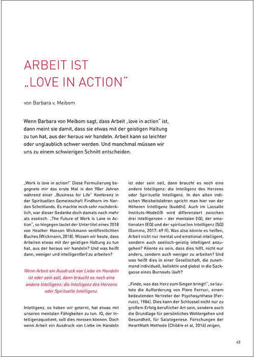 Arbeit ist „Love in Action“