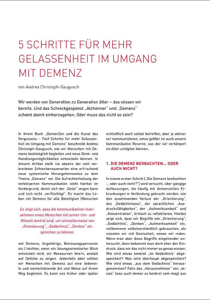 5 Schritte zu mehr Gelassenheit im Umgang mit Demenz