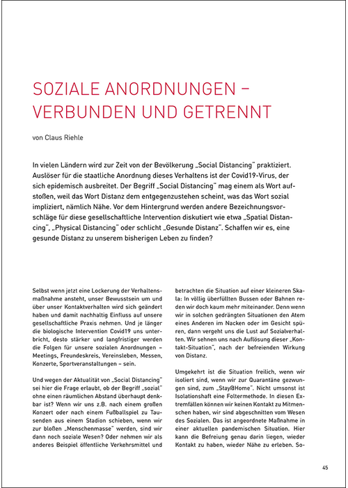 Soziale Anordnungen - verbunden und getrennt