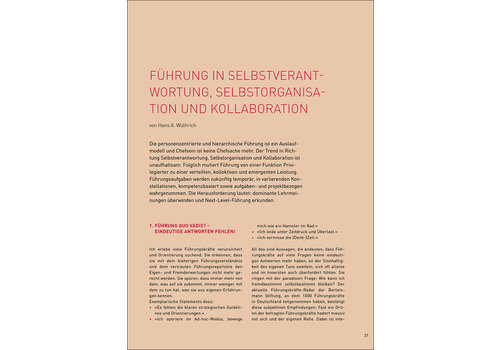 Führung in Selbstverantwortung, Selbstorganisation u. Kollaboration Führung in Selbstverantwortung, Selbstorganisation u. Kollaboration