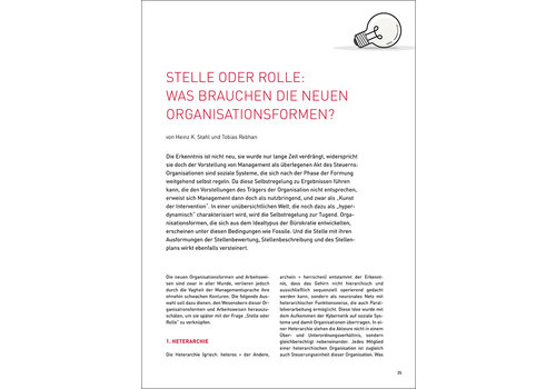 Stelle oder Rolle: was brauchen die neuen Organisationsformen? Stelle oder Rolle: was brauchen die neuen Organisationsformen?