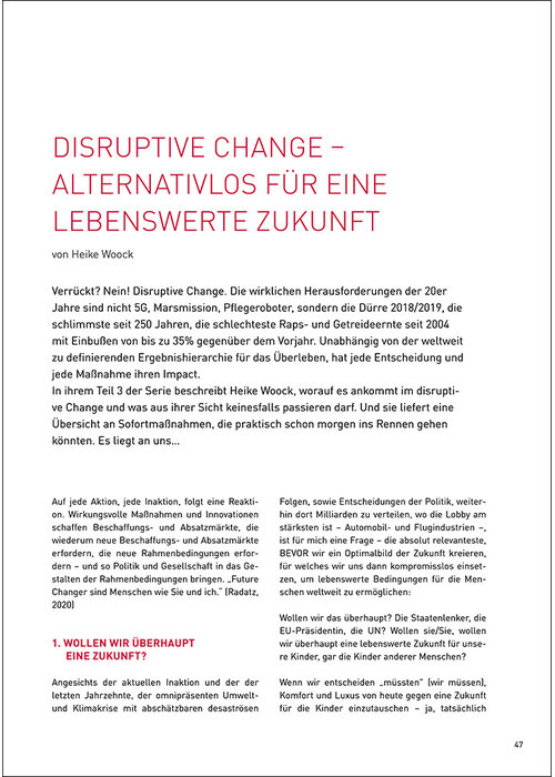 Disruptiver Change – alternativenlos für eine lebenswerte Zukunft