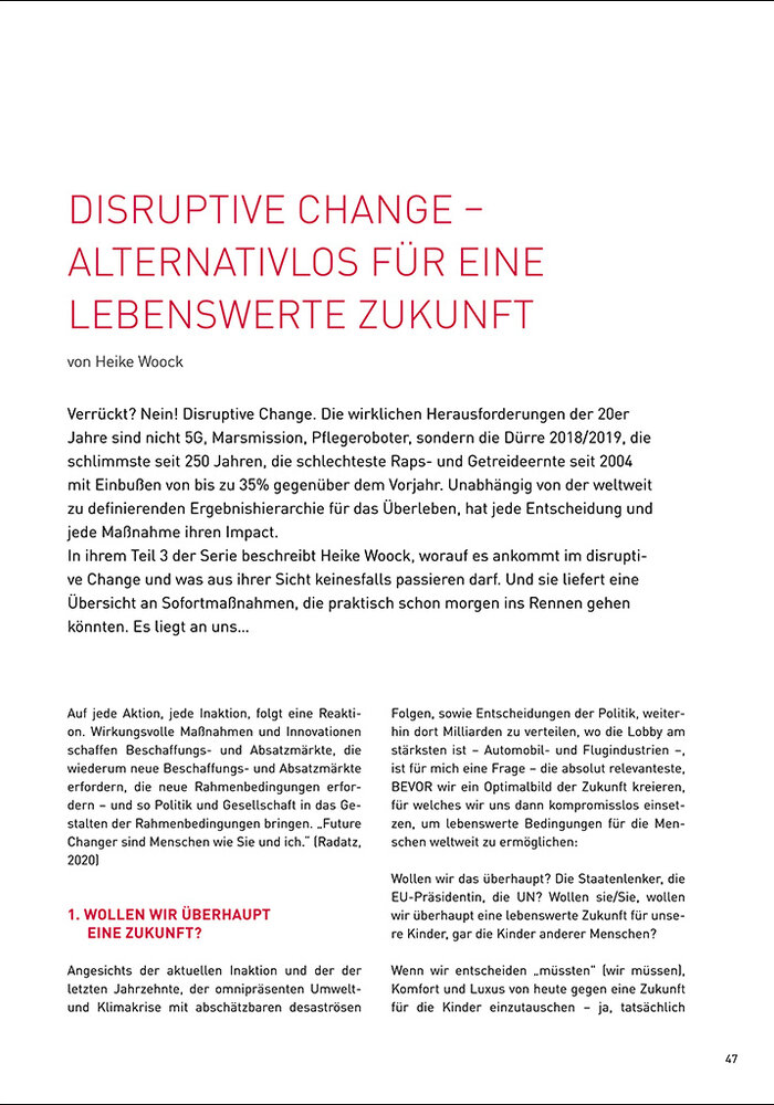 Disruptiver Change – alternativenlos für eine lebenswerte Zukunft