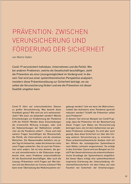 Prävention: zwischen Verunsicherung und Förderung der Sicherheit