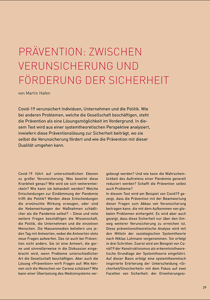 Prävention: zwischen Verunsicherung und Förderung der Sicherheit
