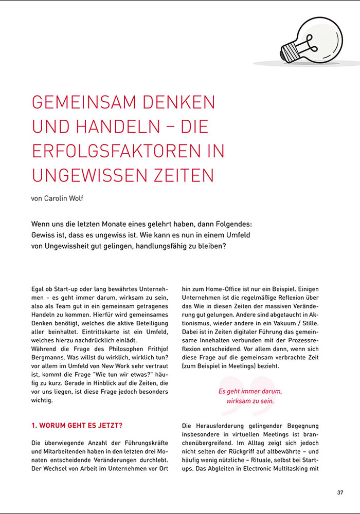 Gemeinsam denken und handeln – die Erfolgsfaktoren in ungewissen Zeiten