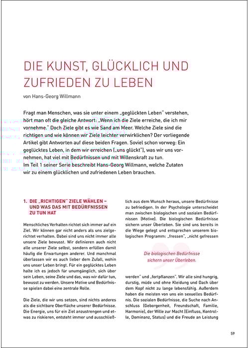 Die Kunst, glücklich und zufrieden zu Leben