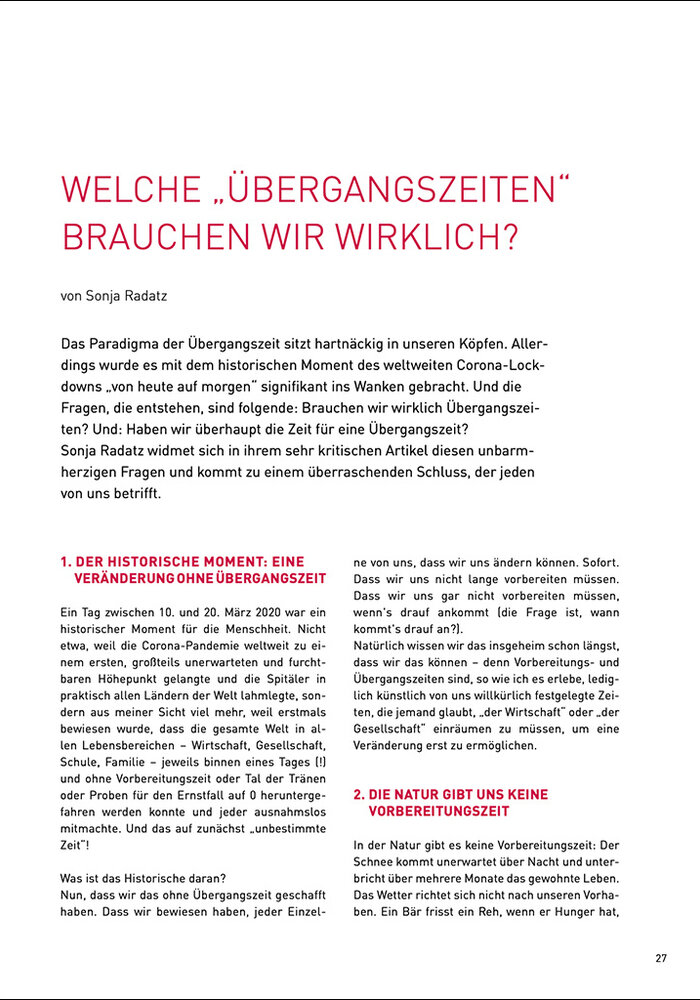 Welche „Übergangszeiten“ brauchen wir wirklich?