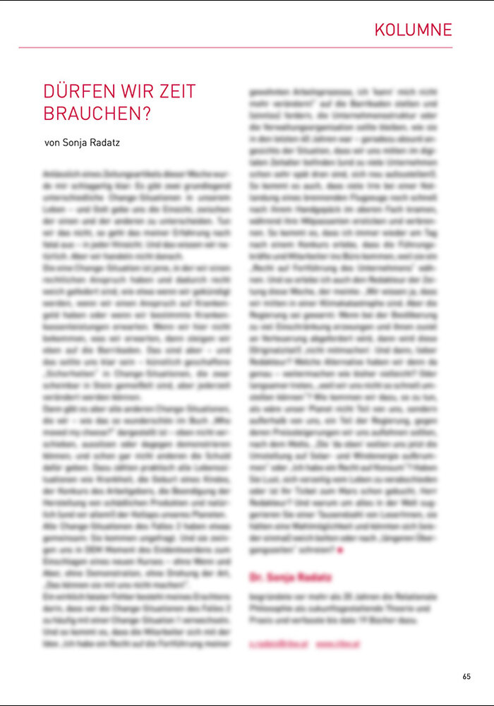 Dürfen wir Zeit brauchen?