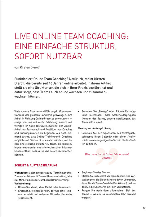 Live Online Team Coaching Eine einfache Struktur, sofort nutzbar