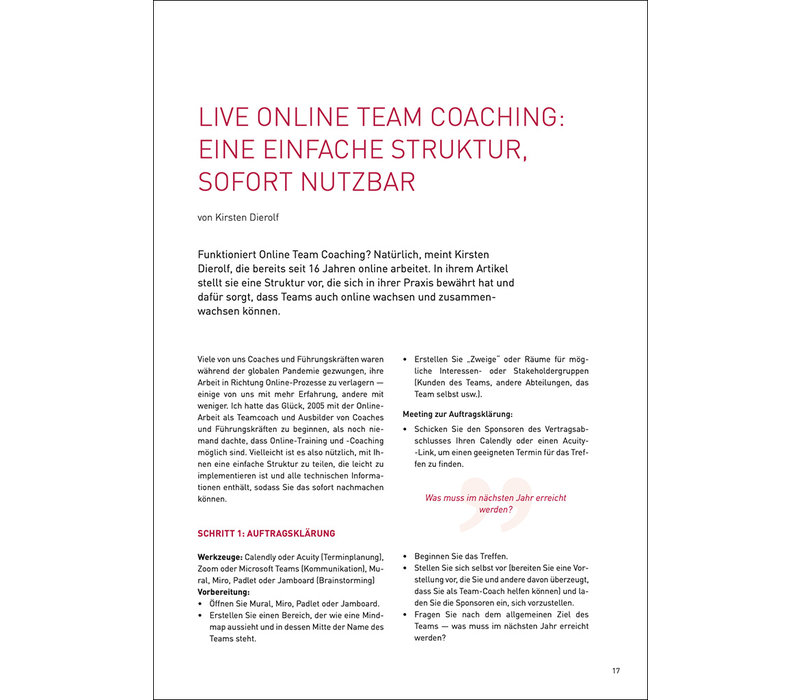 Live Online Team Coaching Eine einfache Struktur, sofort nutzbar