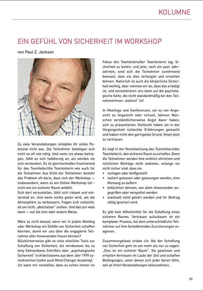 Ein Gefühl von Sicherheit im Workshop