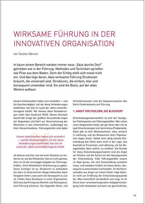 Wirksame Führung in der innovativen Organisation