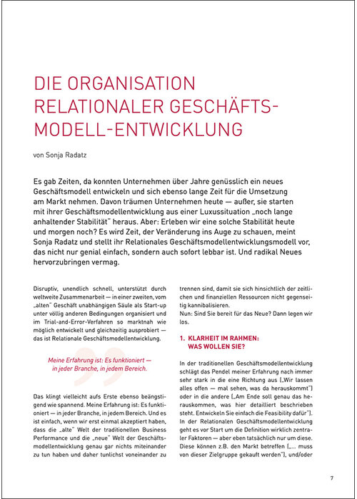 Die Organisation Relationaler Geschäftsmodell-Entwicklung