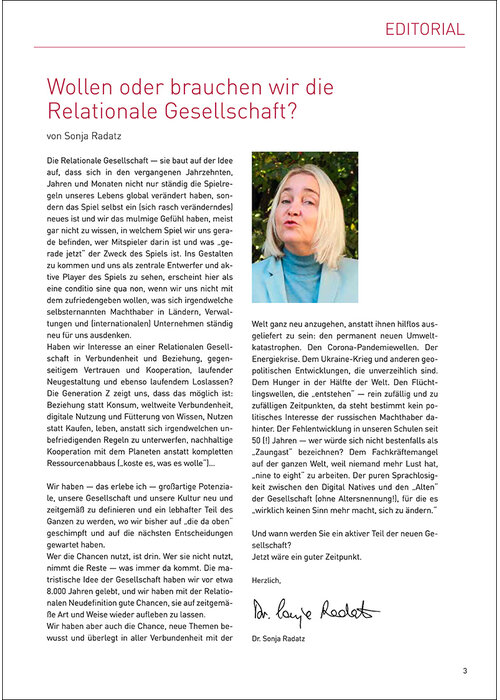 Wollen oder brauchen wir die Relationale Gesellschaft?