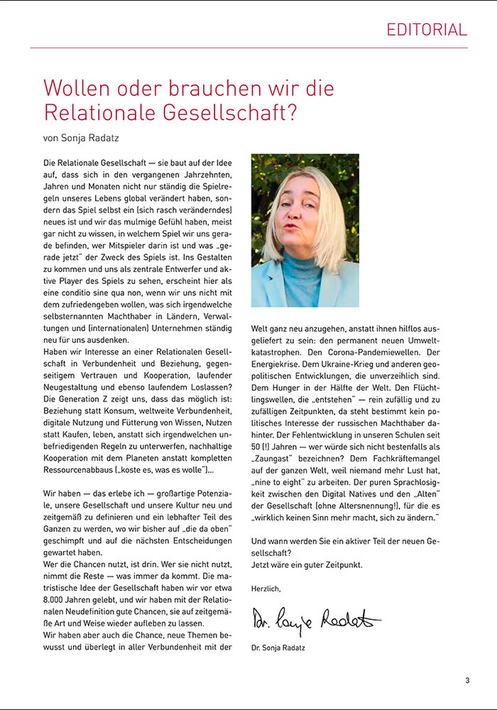Wollen oder brauchen wir die Relationale Gesellschaft?