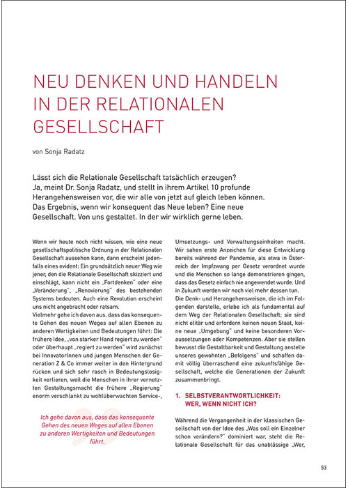 Neu Denken und Handeln in der Relationalen Gesellschaft