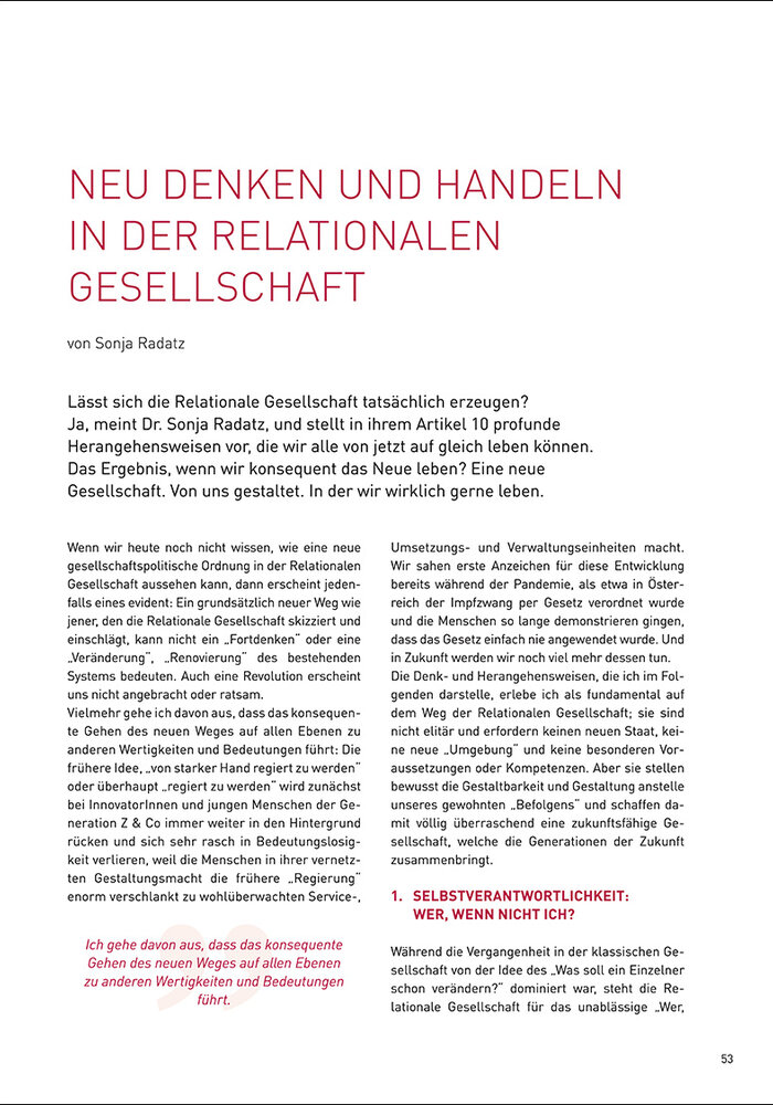Neu Denken und Handeln in der Relationalen Gesellschaft