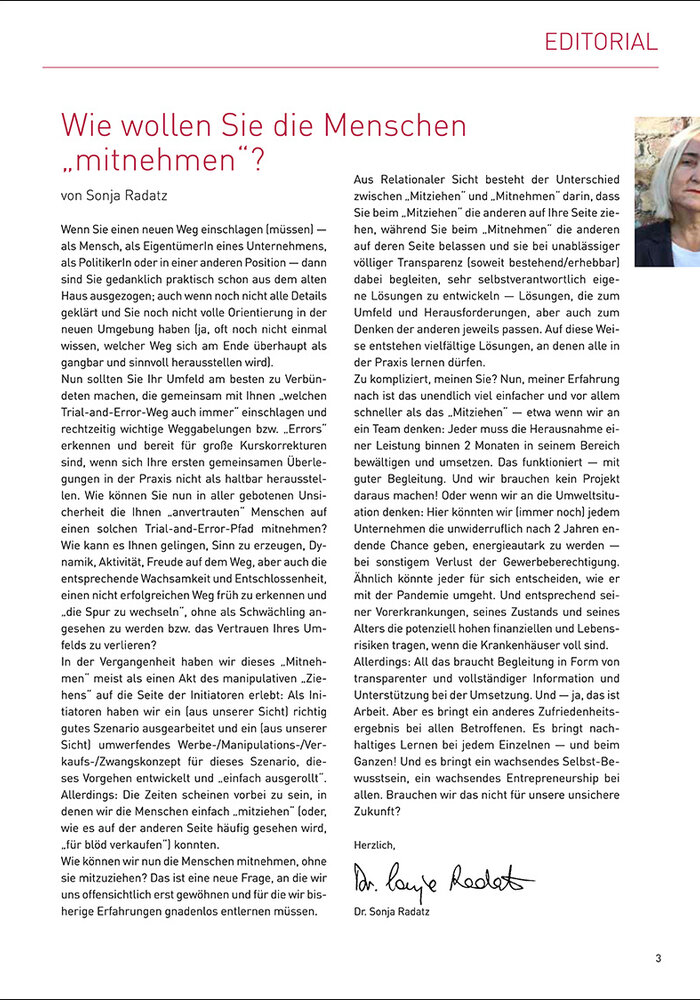 Wie wollen Sie die Menschen mitnehmen?