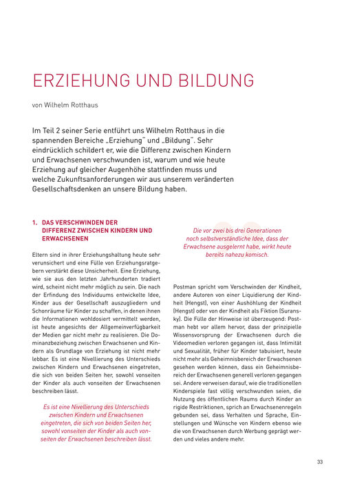 Erziehung und Bildung