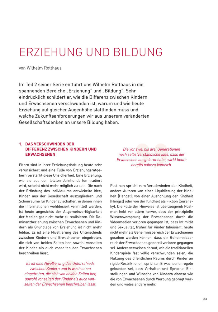 Erziehung und Bildung