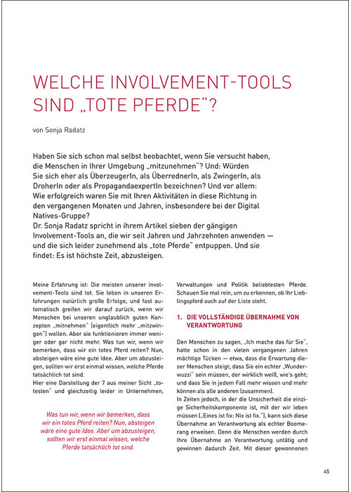 Welche Involvement-Tools sind „tote Pferde“?