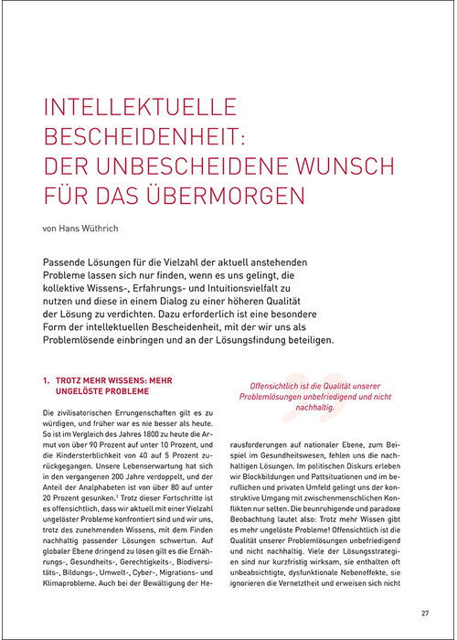 Intellektuelle Bescheidenheit: Der unbescheidene Wunsch für das Übermorgen