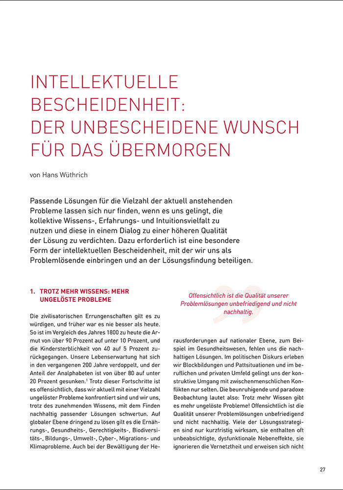 Intellektuelle Bescheidenheit: Der unbescheidene Wunsch für das Übermorgen