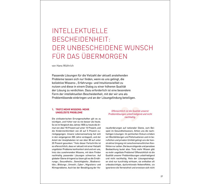 Intellektuelle Bescheidenheit: Der unbescheidene Wunsch für das Übermorgen