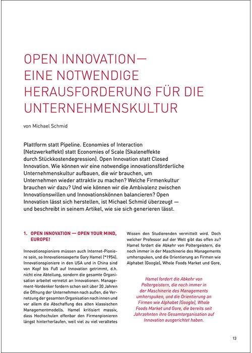 Open Innovation — eine notwendige Herausforderung für die Unternehmenskultur