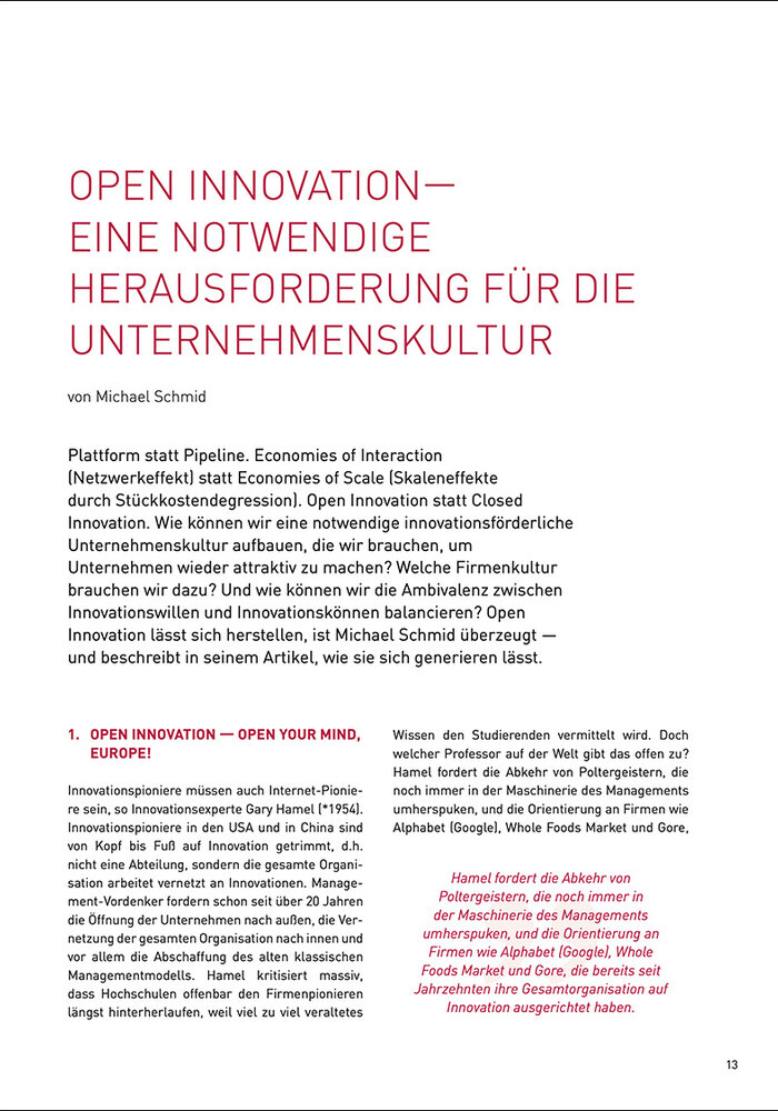 Open Innovation — eine notwendige Herausforderung für die Unternehmenskultur