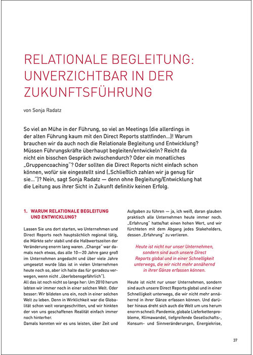 Relationale Begleitung:  Unverzichtbar in der Zukunftsführung