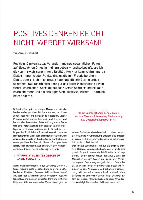 Positives Denken reicht nicht. Werdet  wirksam!