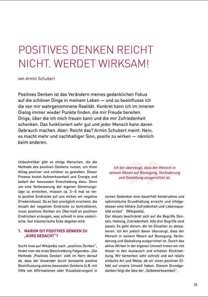 Positives Denken reicht nicht. Werdet  wirksam!