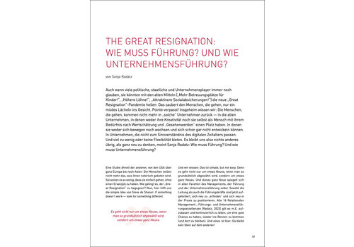 The Great Resignation: Wie muss Führung? Und wie Unternehmensführung?