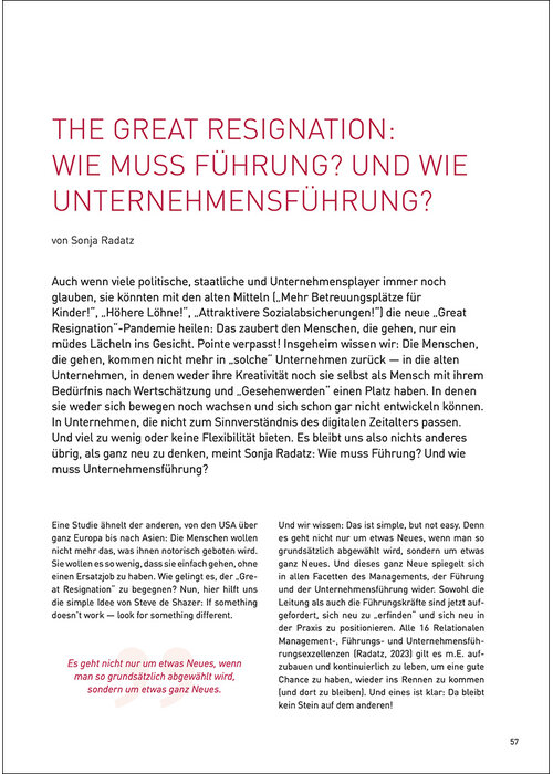 The Great Resignation: Wie muss Führung? Und wie Unternehmensführung?